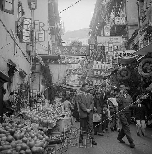 Hong Kong. Marché d'Aguilar Street, Victoria. 1962.