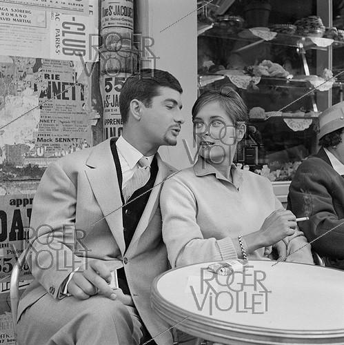 "Les Cousins", film by Claude Chabrol. Jean-Claude Brialy and Juliette Mayniel. France, on September 12, 1958.