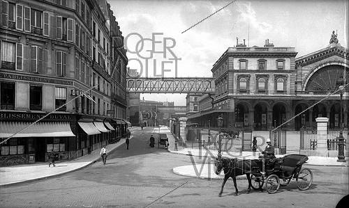 Paris (10e arr.). La rue d'Alsace et la gare de l'Est, vers 1900.