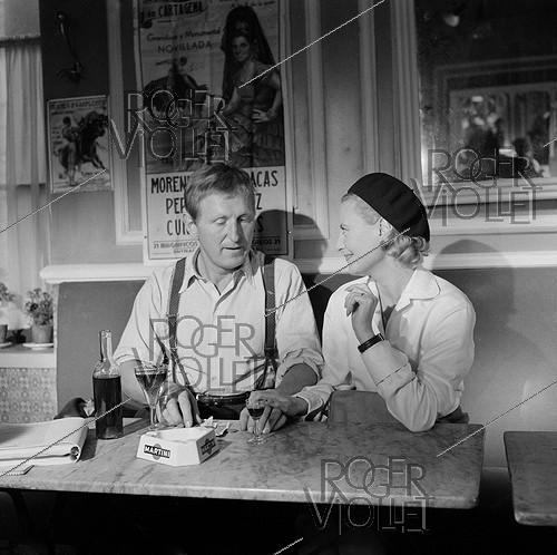 Shooting of "Fortunat", film by Alex Joffé (1960), from the novel by Michel Breitman (1955). Bourvil and Michèle Morgan. France-Italy, on June 28, 1960.
